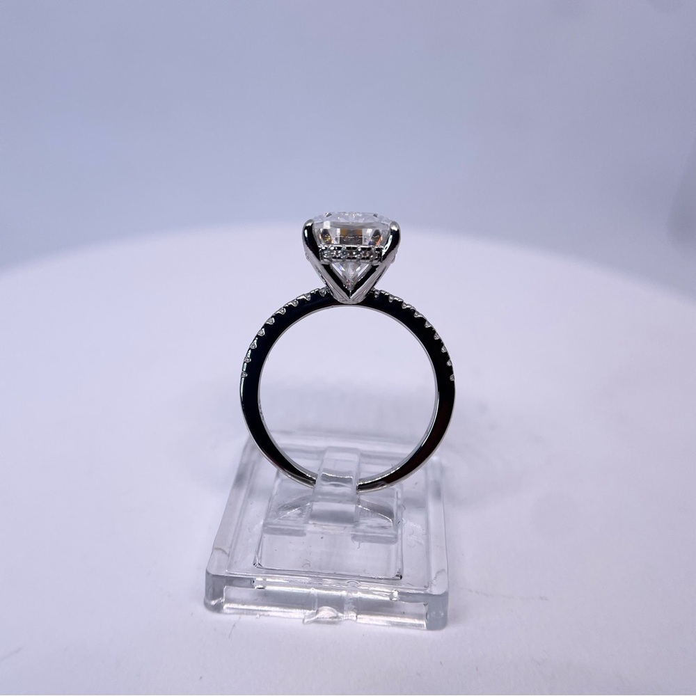 Moissanite Teardrop Ring 5 Ct Pear Cut Hidden Halo GRA Certified 18K - 925 - Picture 6 of 13